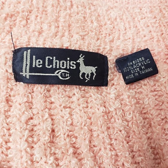 Lle Chois Vintage Pink Knitted Sweater With Pockets Size Medium 100% Acrylic - Picture 3 of 4